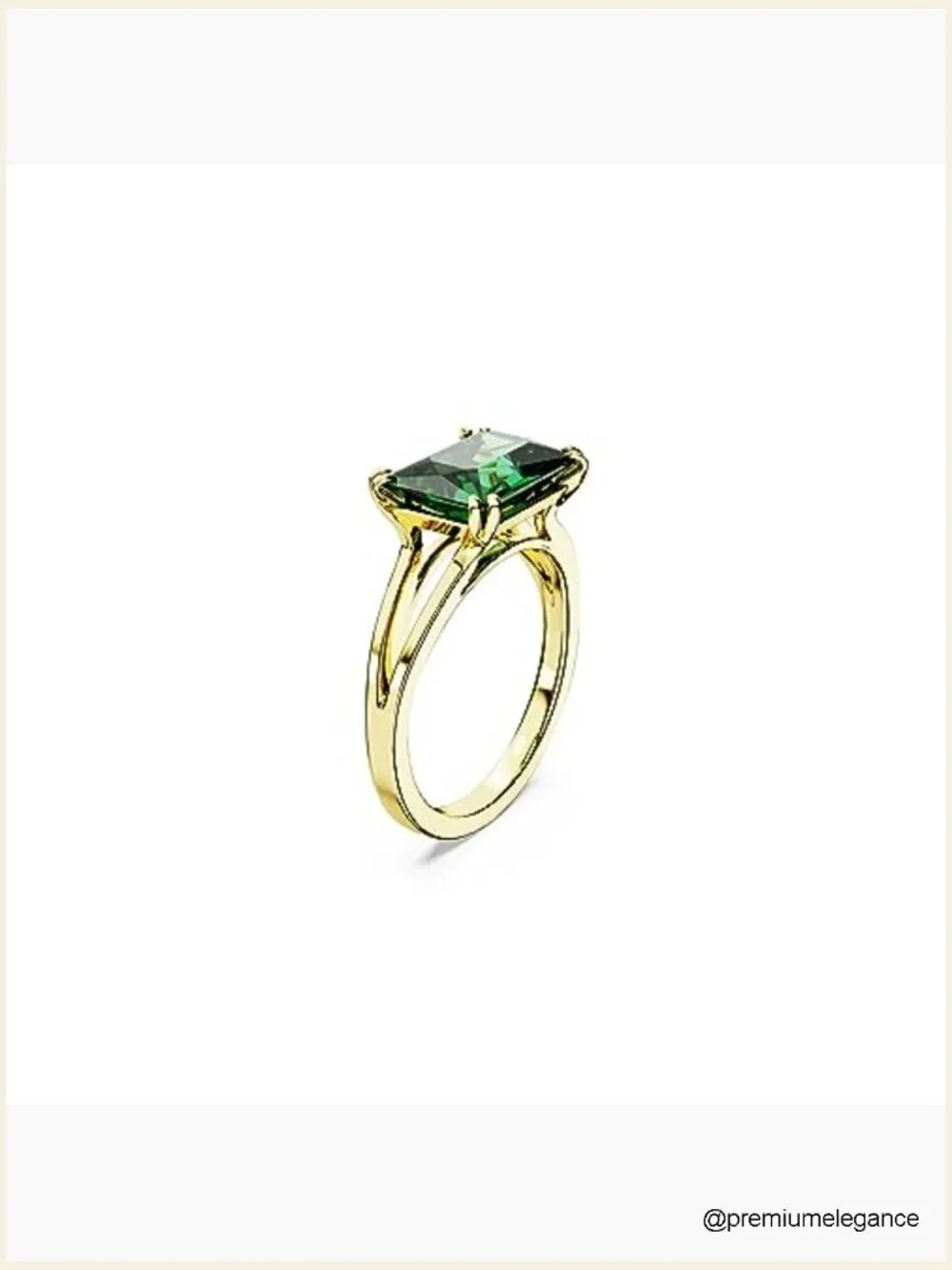 Cocktail Ring with Rectangular Stone, Gold Finish, Ring Box Included